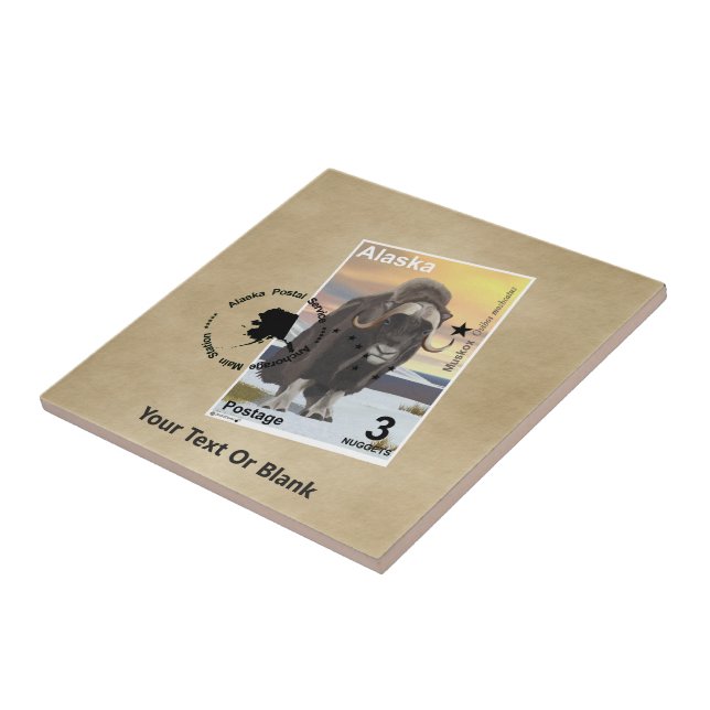Muskox - Alaska Postage Ceramic Tile (Side)
