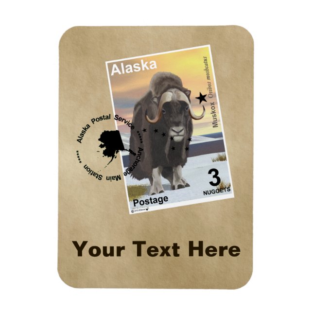 Muskox Stamp Souvenir Magnet (Vertical)