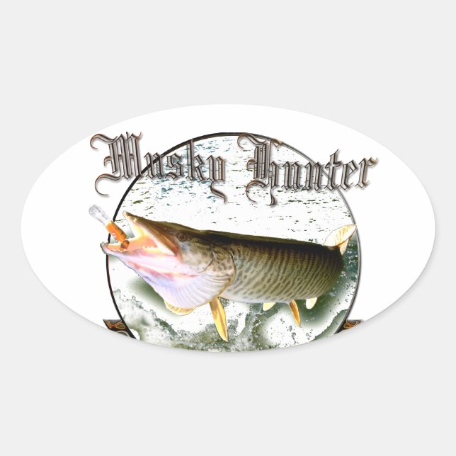 Musky hunter 1 oval sticker (Front)