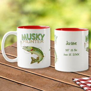 Musky Hunter Name Date Measurements Two-Tone Coffee Mug