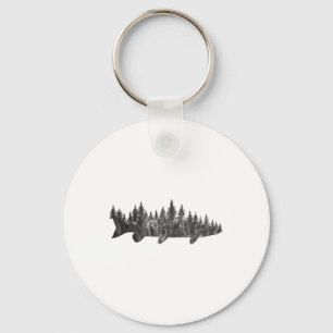 Musky Pine Forest Treeline - Outdoor Fishing Angle Key Ring