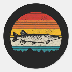 Musky Vintage Pike Musky Fishing Men Fisherman Classic Round Sticker