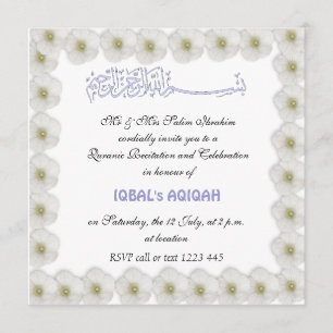 Muslim baby boy Aqiqah Invitation