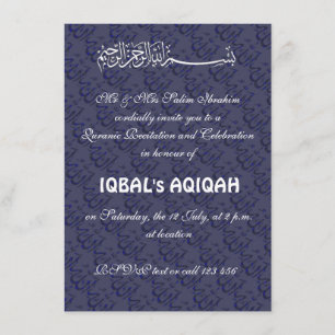 Muslim baby boy Aqiqah Invitation