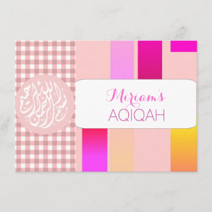 Muslim baby girl pink aqiqah Islamic Invitation