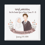 Muslim Couple Quran Quote Islamic Wedding Nikah Magnet<br><div class="desc">Muslim Couple Quran Quote Islamic Wedding Nikah We create this design with caricature of faceless muslim wedding couple (bride and groom) and a quote from Quran " wa khalaqnakum azwaaja" with meaning " and we created you in pairs" from Surah An-Naba 78:18 This design could easily personalise and customise by...</div>