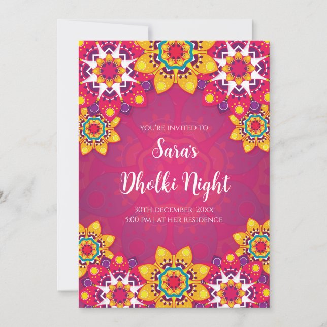 Muslim Dholki invitations as Digital Dholki cards (Front)