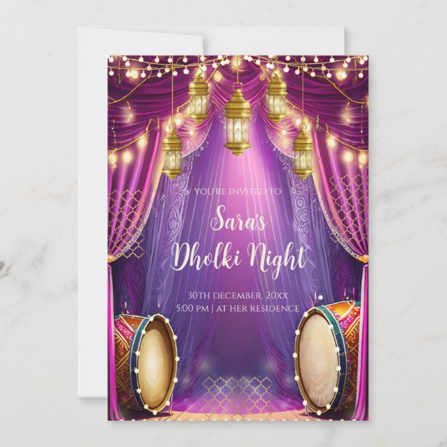 Muslim Dholki invitations & Mehndi invites (Front)