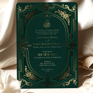Muslim Emerald Elegance Gold Foil Wedding