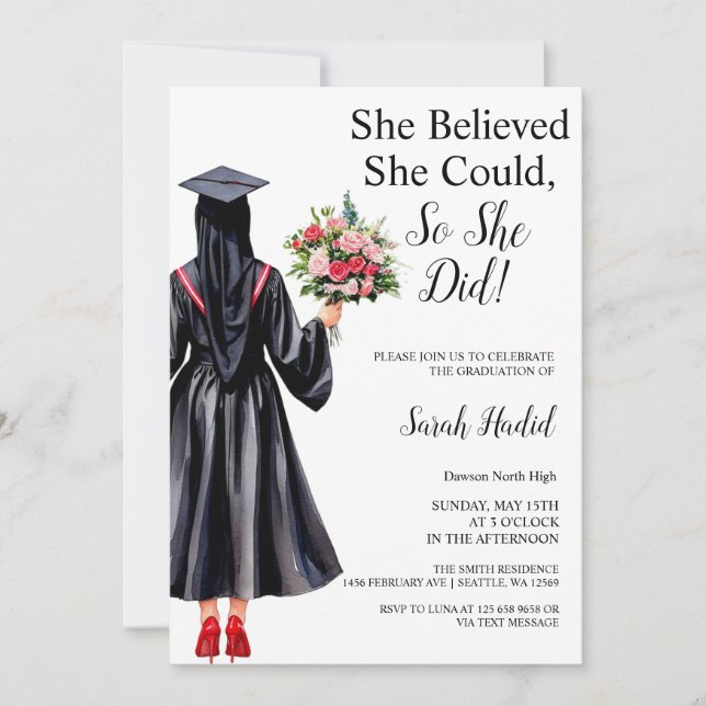  Muslim Hijabi Graduation Invitation (Front)