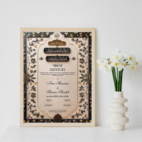 Muslim Islamic Elegant Nikkah Certificate Wedding