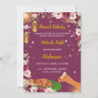 Muslim Mehndi Night Invitation, Henna Invitation