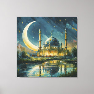 Muslim Mosque Crescent Stars Painting Canvas Print