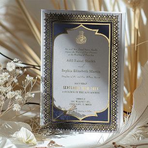 Muslim Ornamental Gold Blue Islamic Foil Wedding