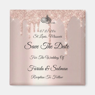 Muslim Rose Gold   Save The Date Magnet 
