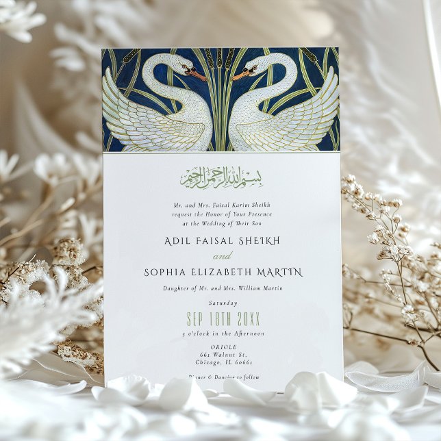 Muslim Swans Wedding Invitation Walter Crane (Creator Uploaded)