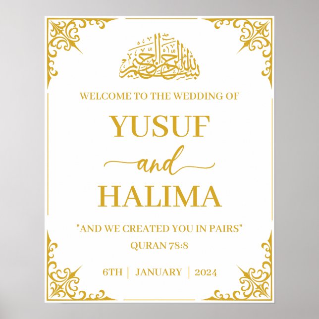 Muslim Wedding Welcome Sign (Front)
