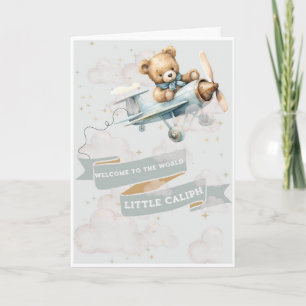 Muslim Welcome Little Caliph Plane Teddy Bear Card