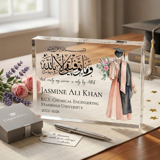 Muslim woman hijabi graduation personalised gift photo block