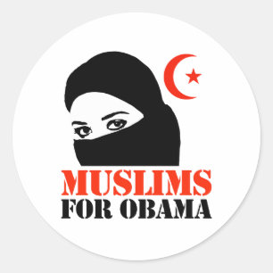MUSLIMS FOR OBAMA CLASSIC ROUND STICKER