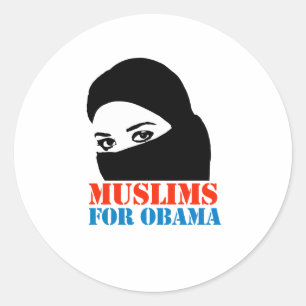MUSLIMS FOR OBAMA CLASSIC ROUND STICKER