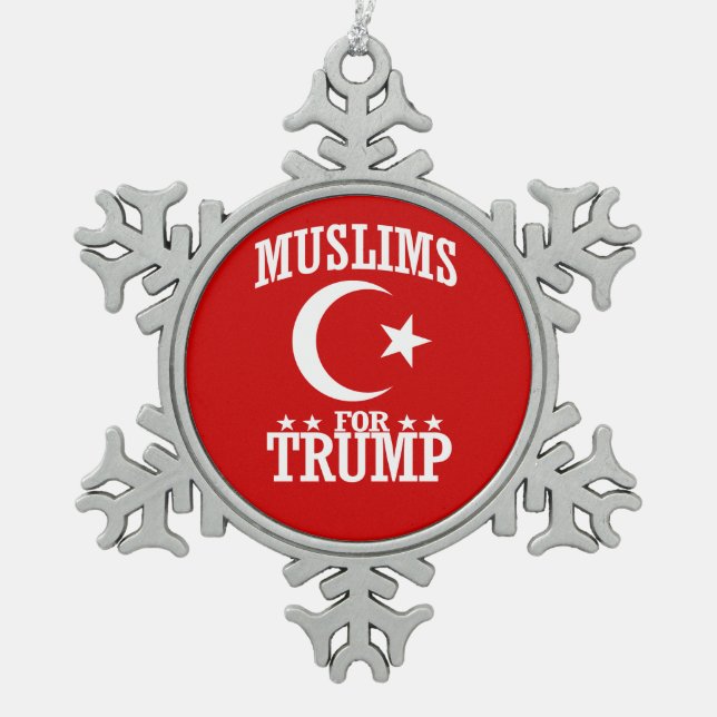 MUSLIMS FOR TRUMP SNOWFLAKE PEWTER CHRISTMAS ORNAMENT (Front)