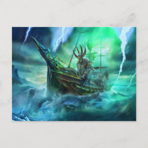Muspell is sailing the Naglfar ship at Ragnarök Postcard