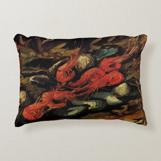 Mussels and Shrimp by Vincent van Gogh Decorative Cushion (Front)