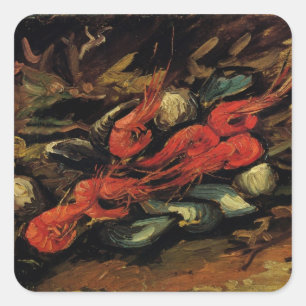 Mussels and Shrimp by Vincent van Gogh Square Sticker