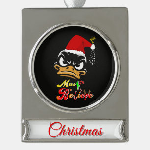 Must Believe Christmas Silver Plated Banner Ornament