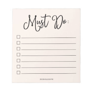 Must Do   Trendy Blush Pink To-Do List Notepad
