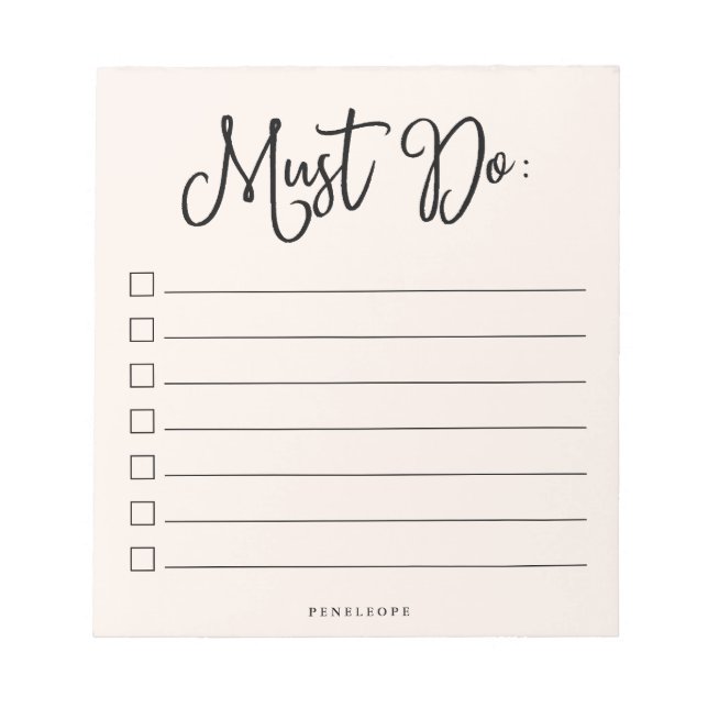Must Do | Trendy Blush Pink To-Do List Notepad (Front)