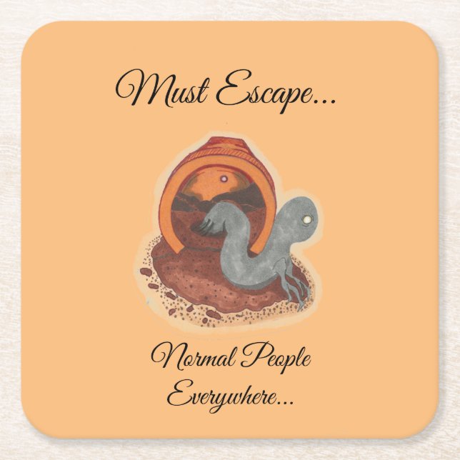 Must Escape...The Potted Creature P.C Square Paper Coaster (Front)