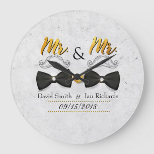 Mustache and bow for Mr and Mr Large Clock