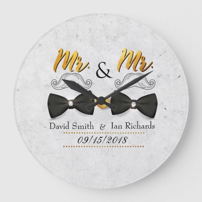 Mustache and bow for Mr and Mr Large Clock (Front)