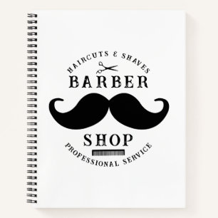 Mustache Barber Shop Modern Hairstylist Barbershop Notebook