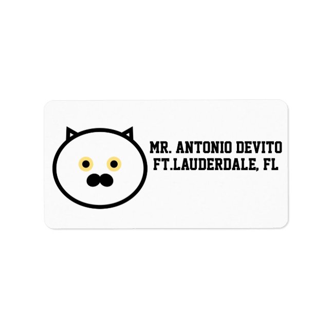 MUSTACHE CAT RETRUN ADDRESS LABELS (Front)