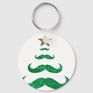 mustache christmas tree key ring