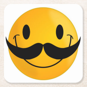 MUSTACHE FACE SQUARE PAPER COASTER