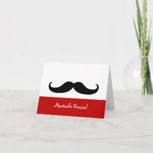 Mustache Gracias Blank Note Card