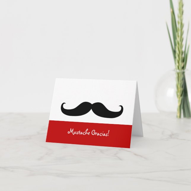 Mustache Gracias Blank Note Card (Front)