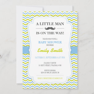 Mustache Little Man Baby Shower Invitation