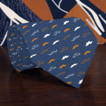 Mustache on Navy Blue Necktie Tie<br><div class="desc">This stylish necktie features a bold mustache design on a classic navy blue background. Perfect for adding a touch of personality and humor to any outfit, this tie is a great gift for the men in your life. The high-quality fabric ensures a comfortable and long-lasting wear, making it a standout...</div>