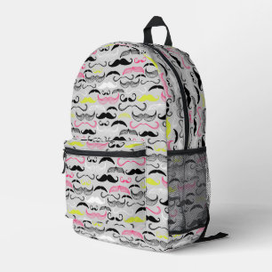 Mustache pattern, retro style printed backpack