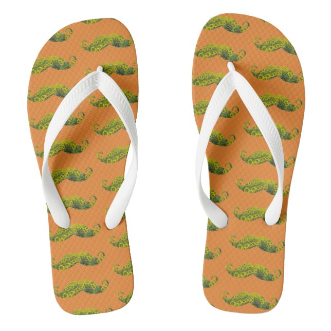 Mustaches Abstract Custom Adult, Wide Straps Thongs (Footbed)