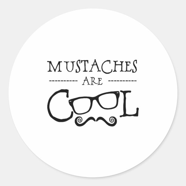 Mustaches Cool Glasses Classic Round Sticker (Front)