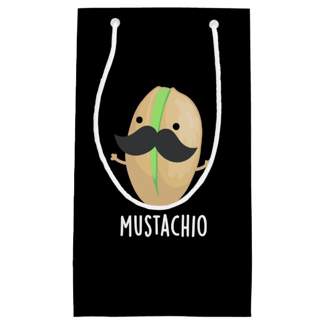 Mustachio Funny Pistachio Moustache Pun Dark BG Small Gift Bag (Front)