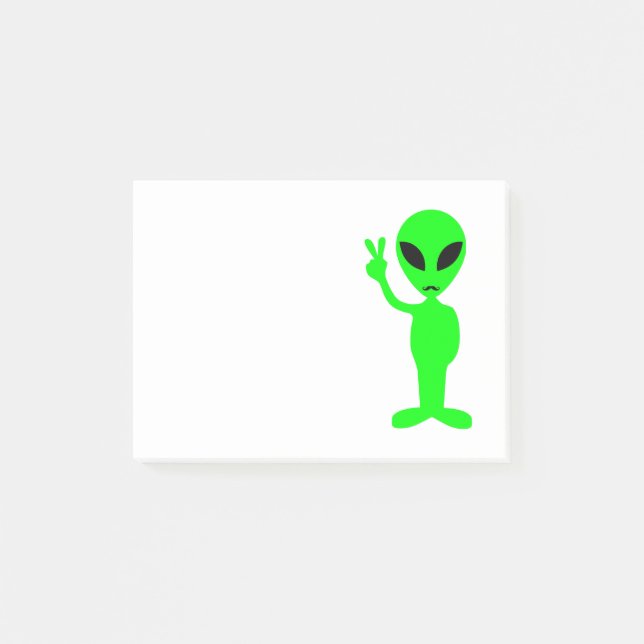 Mustachioed Green Alien Post-it Notes (Front)