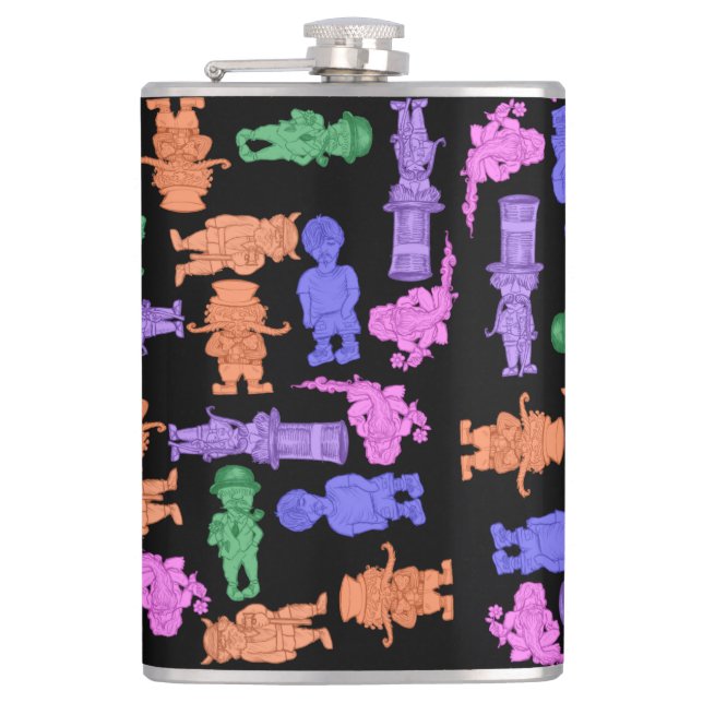 Mustachioed Men All-Over Print Flask (Front)