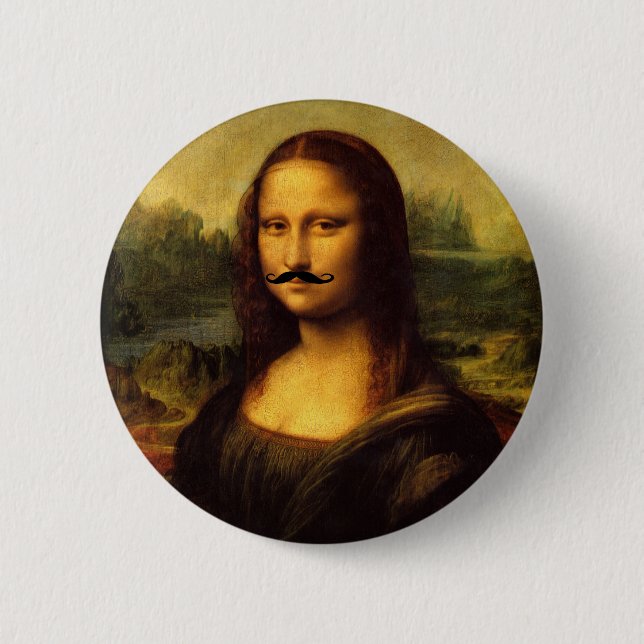 Mustachioed Mona Lisa 6 Cm Round Badge (Front)